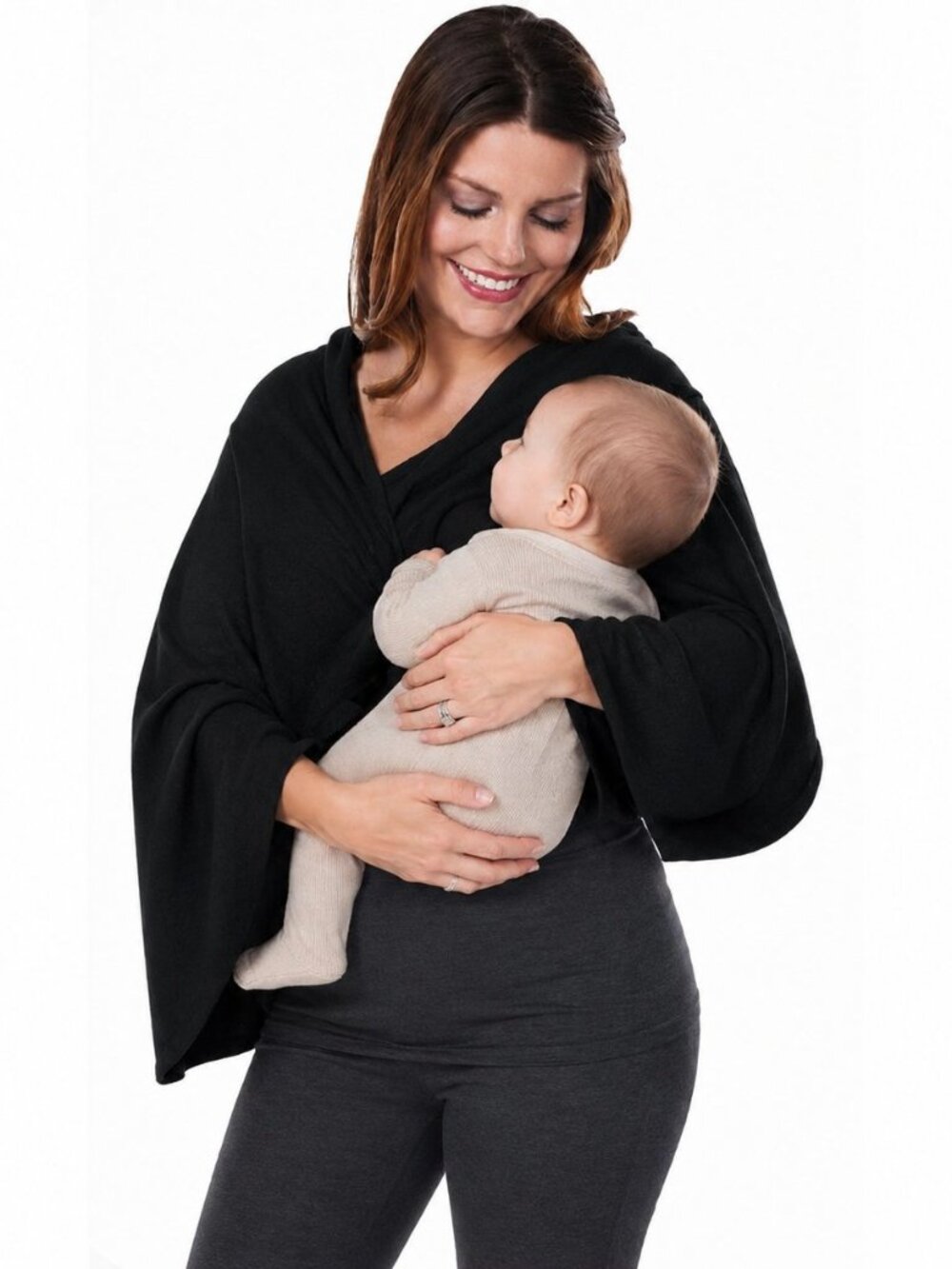 NEW 3-In-1 Nursing Cover Poncho and Scarf for Breastfeeding - Black